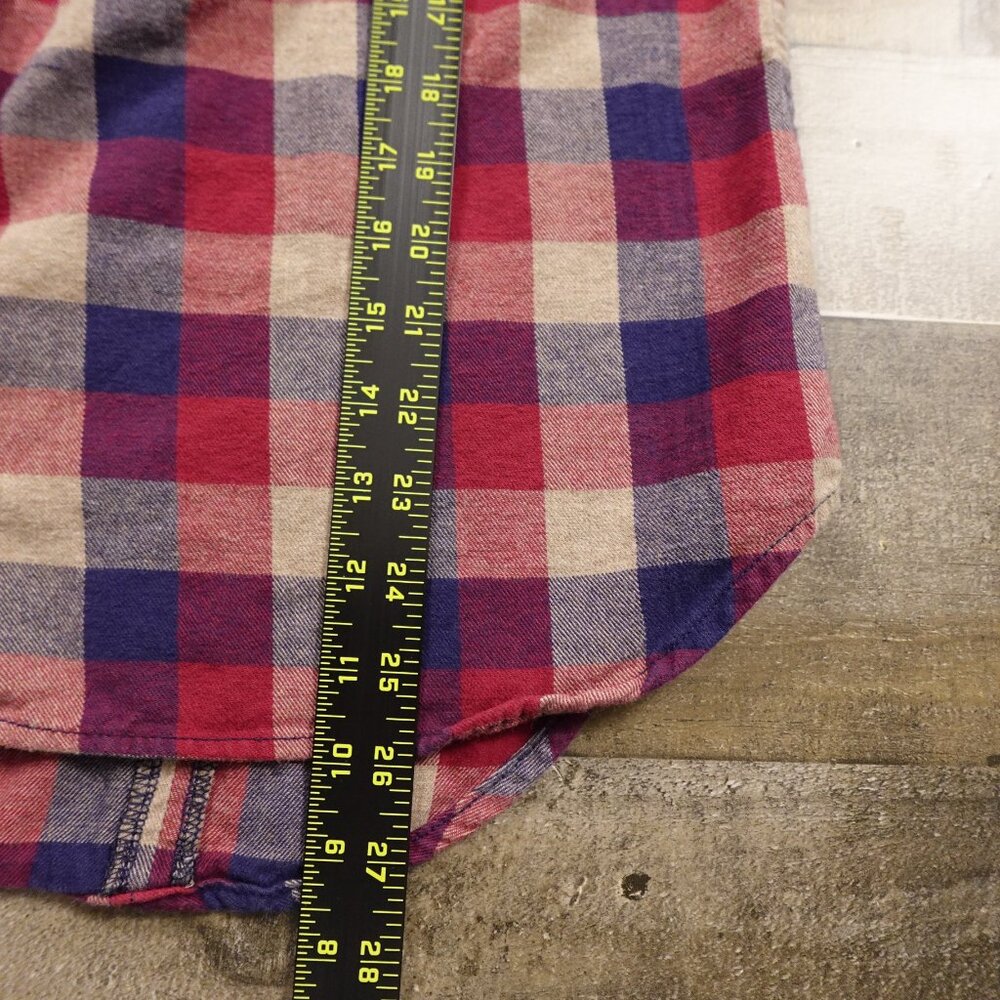 Duluth Trading Free Swingin' Flannel Tunic Women’s Medium Red Blue Plaid - Picture 5 of 9